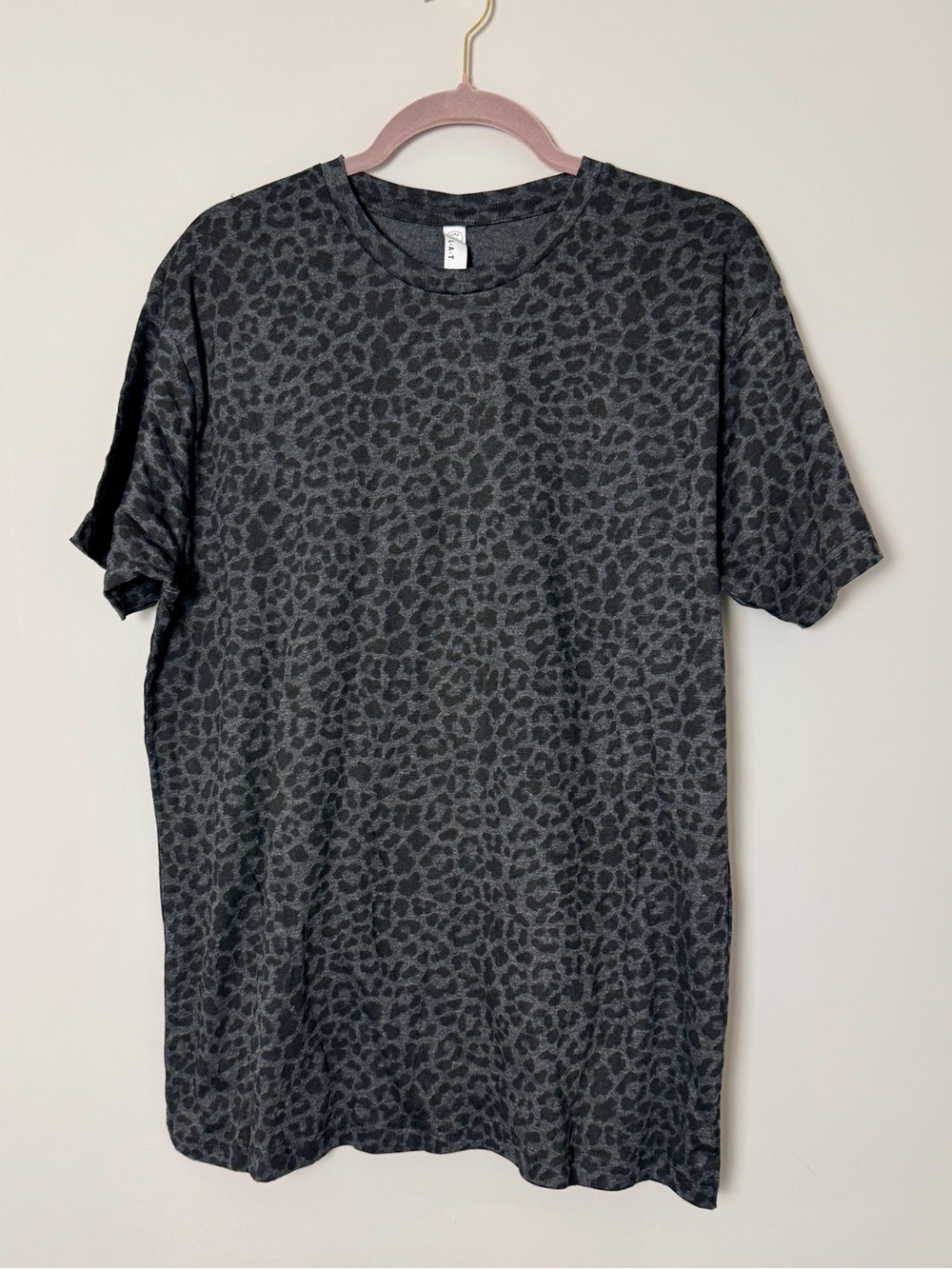 Women's Black Leopard Print Short Sleeve Tee